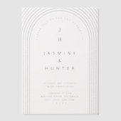 Concentric Arch Minimal Modern Wedding Monogram Vellum Uitnodigingen (Voorkant)