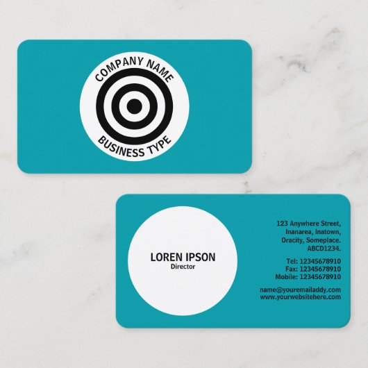 Concentric Circles - Blue #009FAE Visitekaartje (Voorkant / Achterkant)