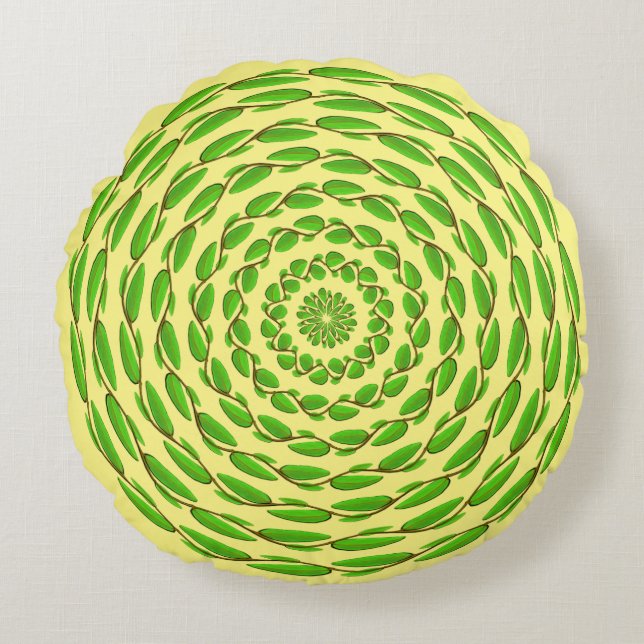 Concentric Leaf Rings van Kenneth Yoncich Rond Kussen (Voorkant)