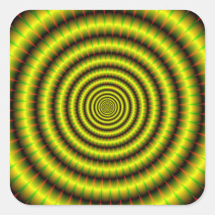 Concentric Rings in Geel Groen en Oranje Vierkante Sticker