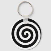 Concentric Spiral in Black & White Sleutelhanger (Voorkant)