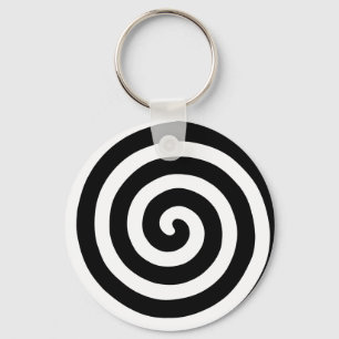 Concentric Spiral in Black & White Sleutelhanger