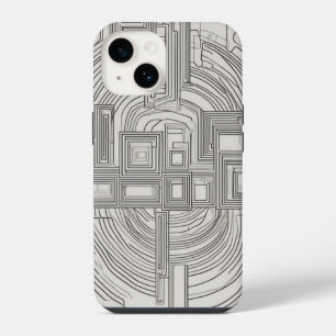 Concentric Squares Line Art iPhone 14 Hoesje