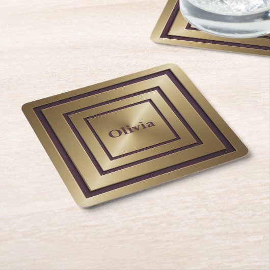 Concentric Squares Monogram Onderzetter Set (Schuin)