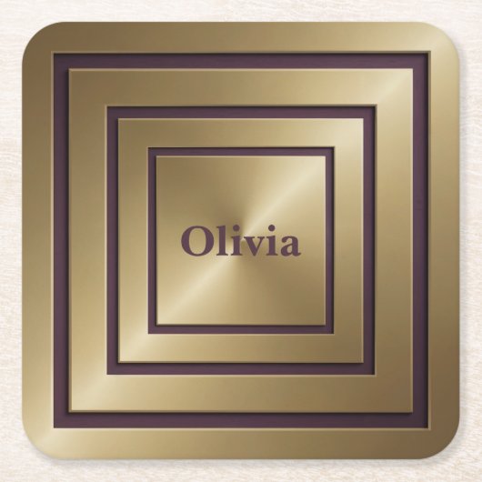 Concentric Squares Monogram Onderzetter Set (Voorkant)