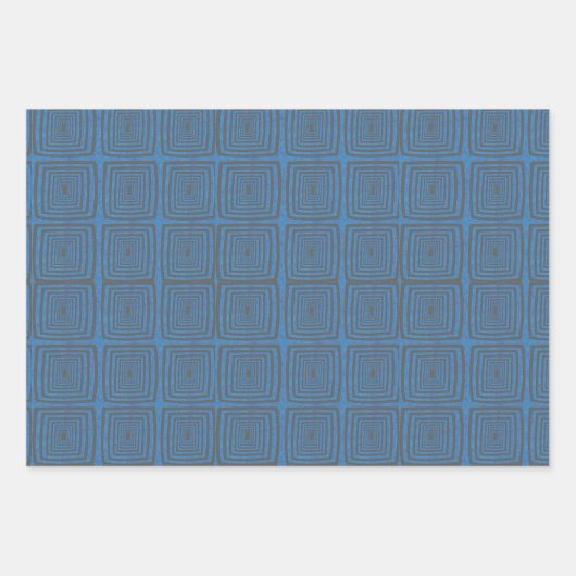 Concentric Wavy Squares on a mottled blue paintbox Inpakpapier Vel (Voorkant 3)
