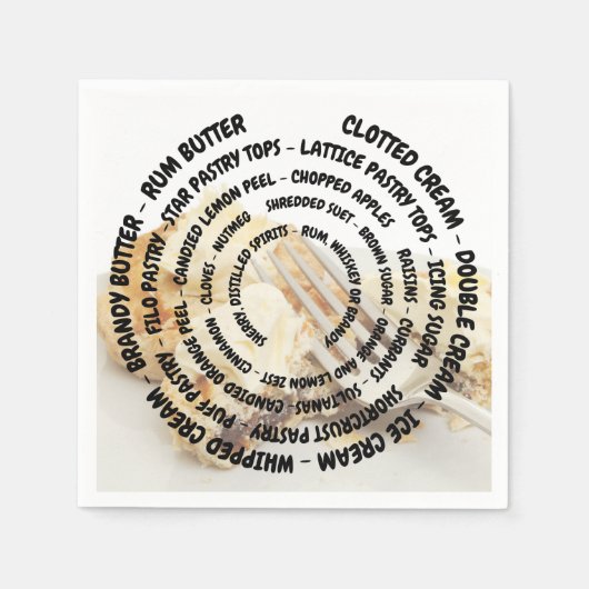 Concentrisch gehakt taart ingrediënten met topping servet (Voorkant)