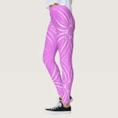 Concentrische bloemblaadjes in het wit op Hot Pink Leggings (Links)
