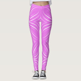 Concentrische bloemblaadjes in het wit op Hot Pink Leggings