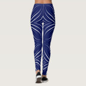 Concentrische bloemblaadjes in het wit op Navy Blu Leggings (Achterkant)