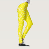 Concentrische bloemblaadjes in wit op geel BK Leggings (Rechts)