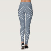 Concentrische bloemblaadjes in wit op grijs Bk Leggings (Achterkant)