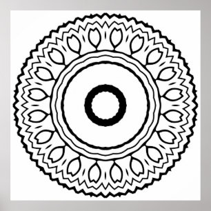 Concentrische Bloemrijke Mandala met Zigzag Halo R Poster