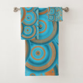 Concentrische cirkelgradiënt Oranje rustturquoise Bad Handdoek (Insitu)