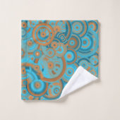 Concentrische cirkelgradiënt Oranje rustturquoise Bad Handdoek (Wasdoekje)