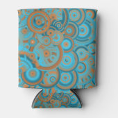 Concentrische cirkelgradiënt Oranje rustturquoise Blikjeskoeler (Voorkant)