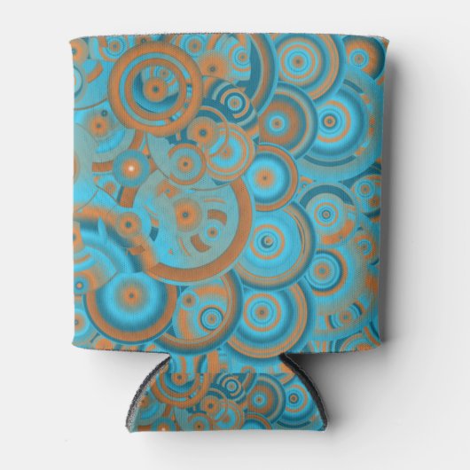 Concentrische cirkelgradiënt Oranje rustturquoise Blikjeskoeler (Voorkant)