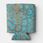 Concentrische cirkelgradiënt Oranje rustturquoise Blikjeskoeler (Achterkant)