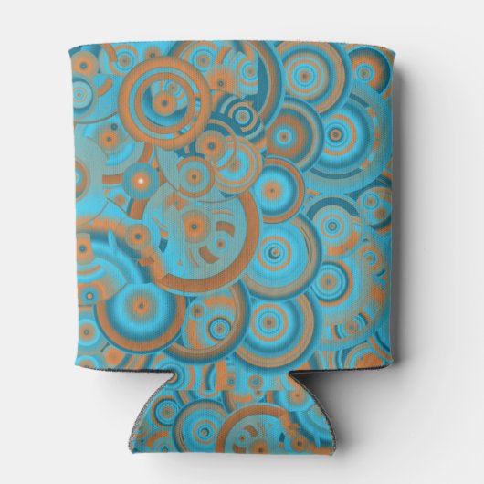 Concentrische cirkelgradiënt Oranje rustturquoise Blikjeskoeler (Achterkant)