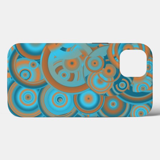 Concentrische cirkelgradiënt Oranje rustturquoise Case-Mate iPhone Case (Achterkant (horizontaal))