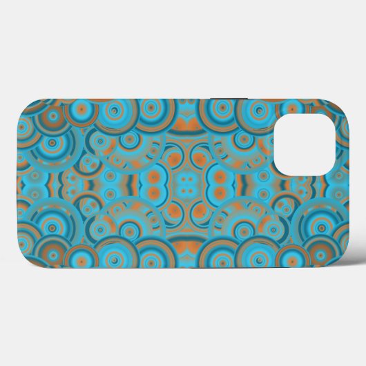 Concentrische cirkelgradiënt Oranje rustturquoise Case-Mate iPhone Case (Achterkant (horizontaal))
