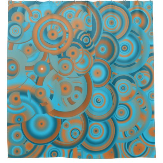 Concentrische cirkelgradiënt Oranje rustturquoise Douchegordijn (Voorkant)