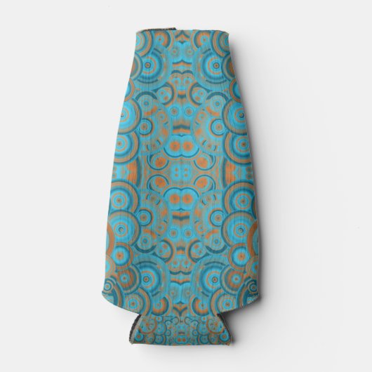 Concentrische cirkelgradiënt Oranje rustturquoise Flesjeskoeler (Voorkant)