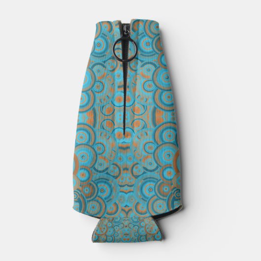 Concentrische cirkelgradiënt Oranje rustturquoise Flesjeskoeler (Achterkant)