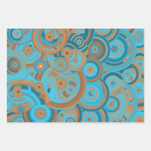 Concentrische cirkelgradiënt Oranje rustturquoise Inpakpapier Vel (Voorkant 3)