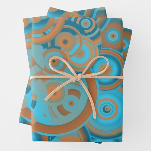 Concentrische cirkelgradiënt Oranje rustturquoise Inpakpapier Vel (In situ)
