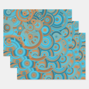Concentrische cirkelgradiënt Oranje rustturquoise Inpakpapier Vel