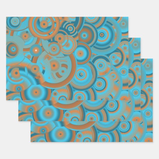 Concentrische cirkelgradiënt Oranje rustturquoise Inpakpapier Vel (Set)