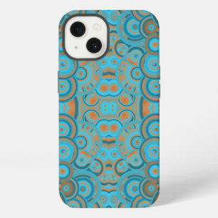 Concentrische cirkelgradiënt Oranje rustturquoise iPhone 13 Hoesje