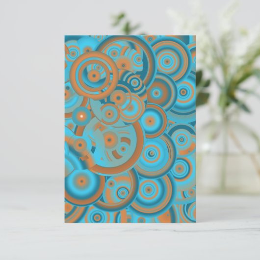 Concentrische cirkelgradiënt Oranje rustturquoise Kaart (Staand voorkant)