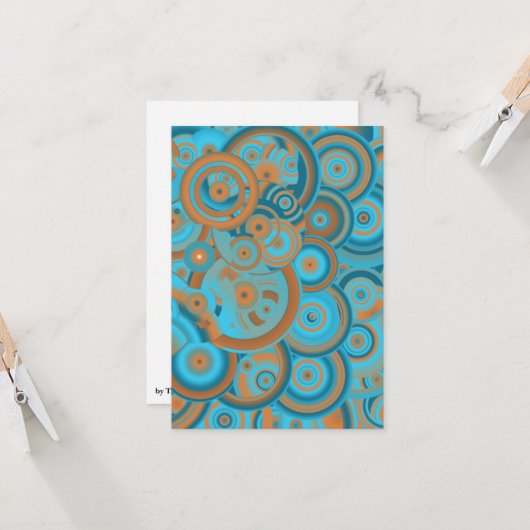Concentrische cirkelgradiënt Oranje rustturquoise Kaart (Voorkant / Achterkant in situ)