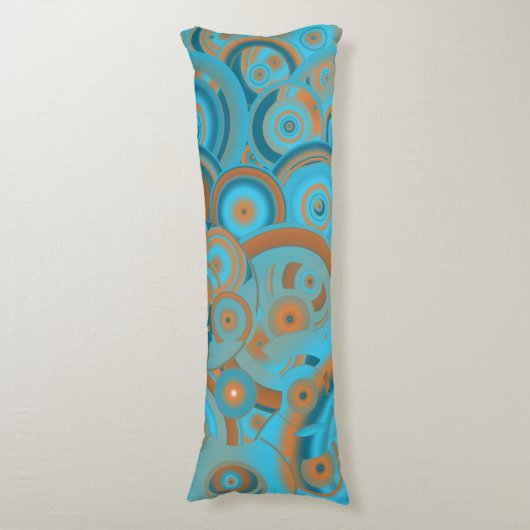 Concentrische cirkelgradiënt Oranje rustturquoise Lichaamskussen (Voorkant Verticaal)