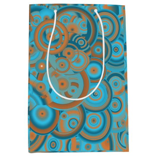 Concentrische cirkelgradiënt Oranje rustturquoise Medium Cadeauzakje (Voorkant)