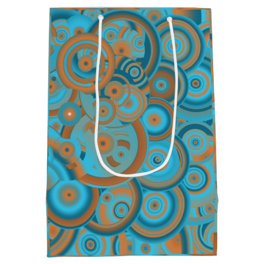 Concentrische cirkelgradiënt Oranje rustturquoise Medium Cadeauzakje (Achterkant)