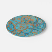 Concentrische cirkelgradiënt Oranje rustturquoise Papieren Bordje (Gekanteld)