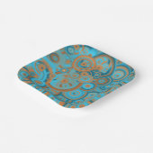 Concentrische cirkelgradiënt Oranje rustturquoise Papieren Bordje (Gebogen)