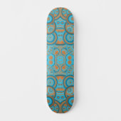 Concentrische cirkelgradiënt Oranje rustturquoise Persoonlijk Skateboard (Voorkant)