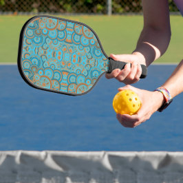 Concentrische cirkelgradiënt Oranje rustturquoise Pickleball Paddle