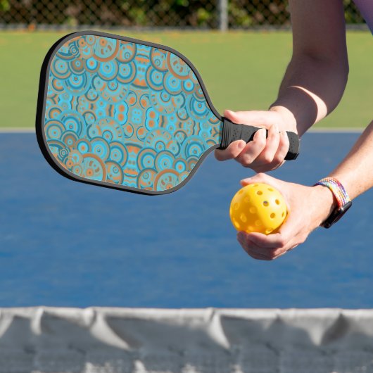 Concentrische cirkelgradiënt Oranje rustturquoise Pickleball Paddle (Insitu)