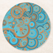 Concentrische cirkelgradiënt Oranje rustturquoise Ronde Kartonnen Onderzetter (Voorkant)
