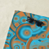 Concentrische cirkelgradiënt Oranje rustturquoise Strandlaken (In situ)