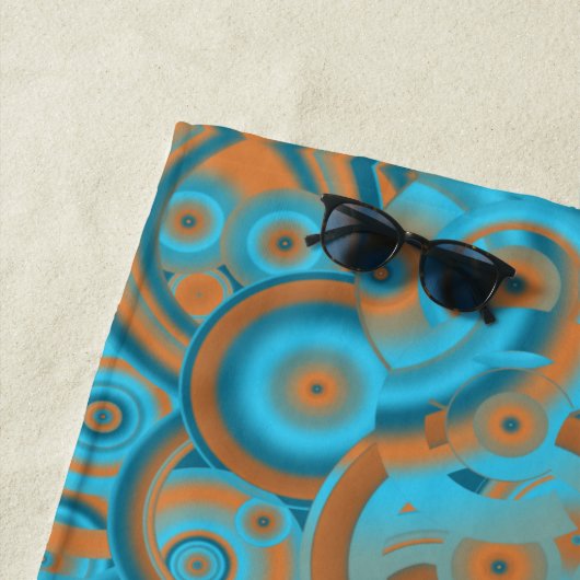 Concentrische cirkelgradiënt Oranje rustturquoise Strandlaken (In situ)