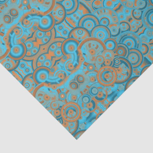 Concentrische cirkelgradiënt Oranje rustturquoise Tissuepapier (Detail)