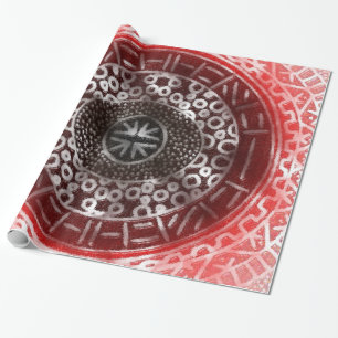 Concentrische cirkels Afrikaanse stammenrode ombre Cadeaupapier