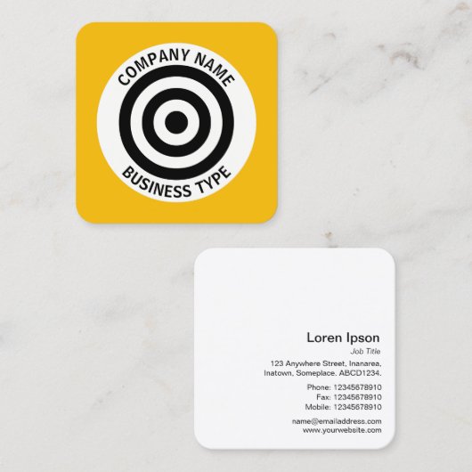 Concentrische cirkels - Geel #F8BC08 Vierkante Visitekaartje (Voorkant / Achterkant)