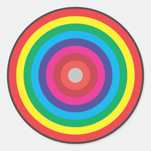 concentrische cirkels gekleurd doel ronde sticker (Voorkant)
